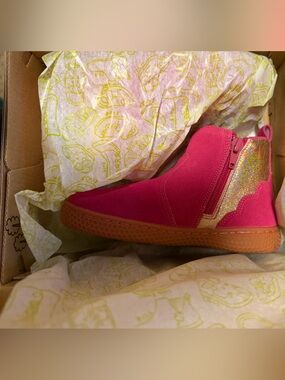 Livie & Luca Hot Pink Glitter Accent Zip Kids Bootie size 11 NIB